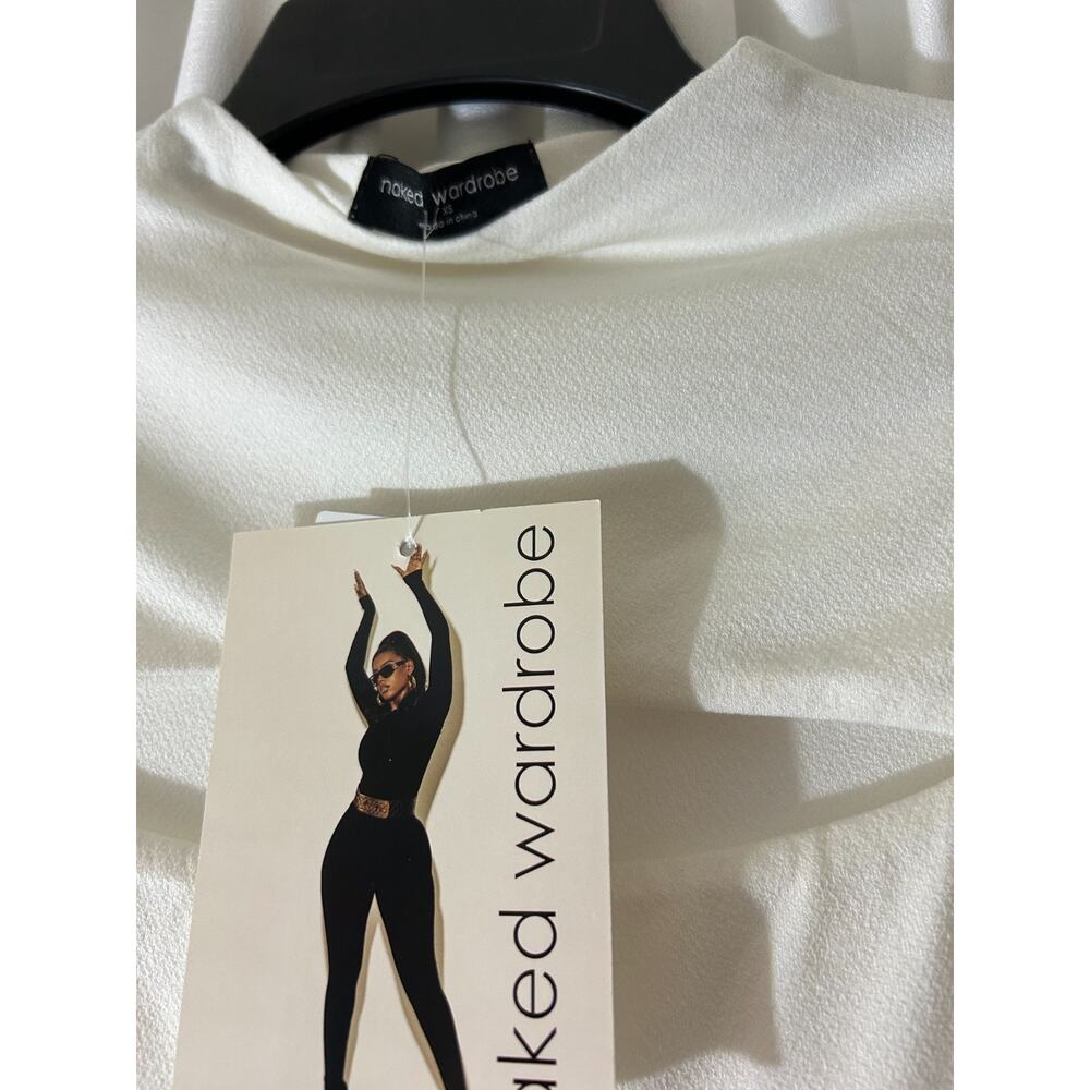 Naked Wardrobe NWT Women's Long Sleeve Bodycon Mini Dress Ivory Size XS - Picture 5 of 5